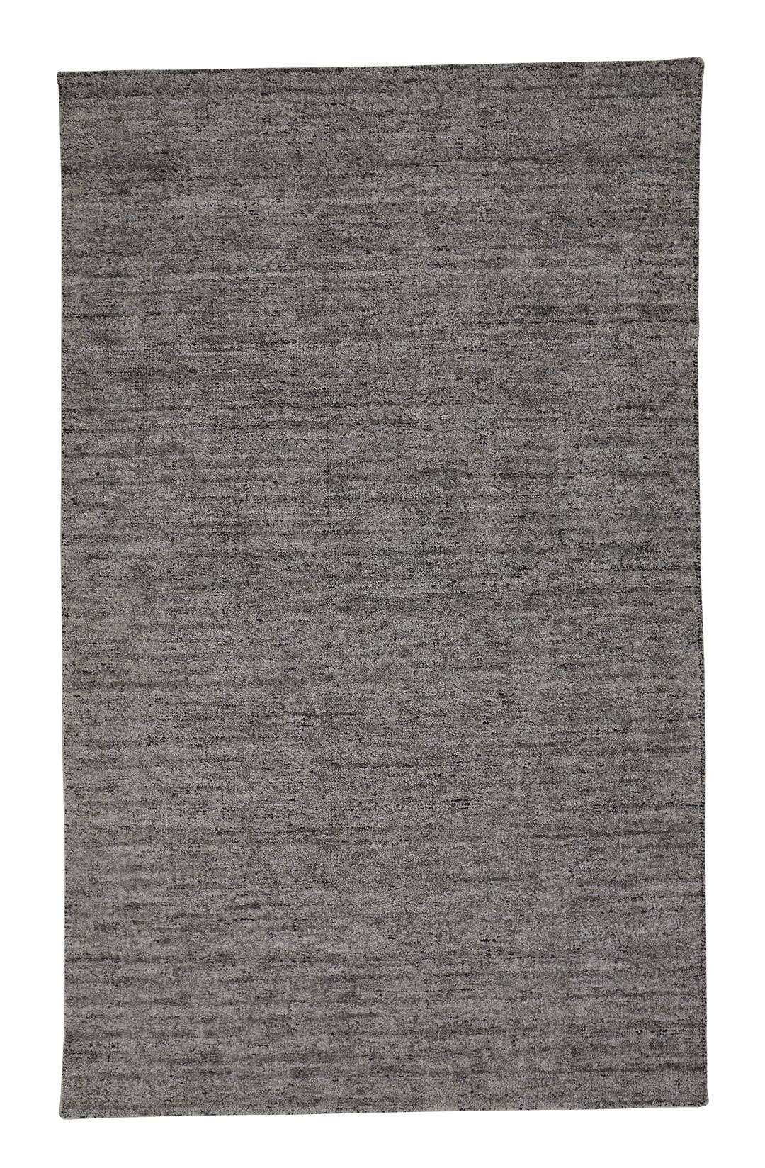 5' X 8' Gray and Black Hand Woven Area Rug