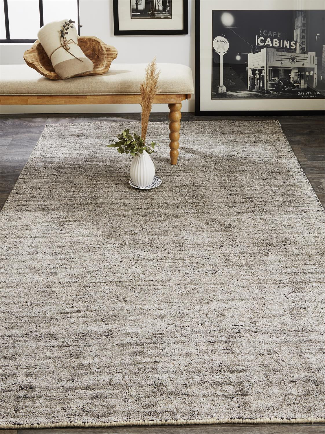 5' X 8' Gray and Black Hand Woven Area Rug