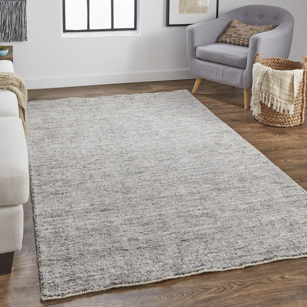 5' X 8' Gray and Black Hand Woven Area Rug