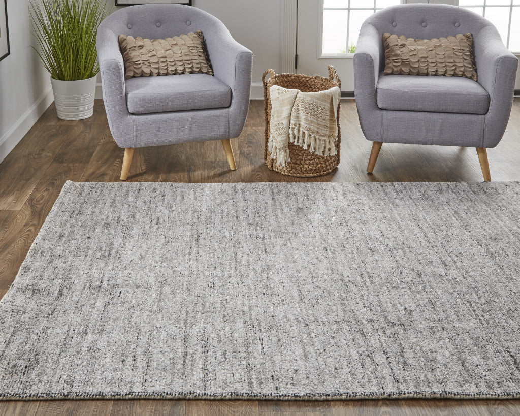 5' X 8' Gray and Black Hand Woven Area Rug