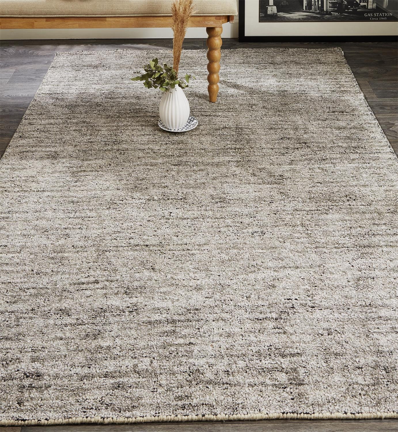 5' X 8' Gray and Black Hand Woven Area Rug