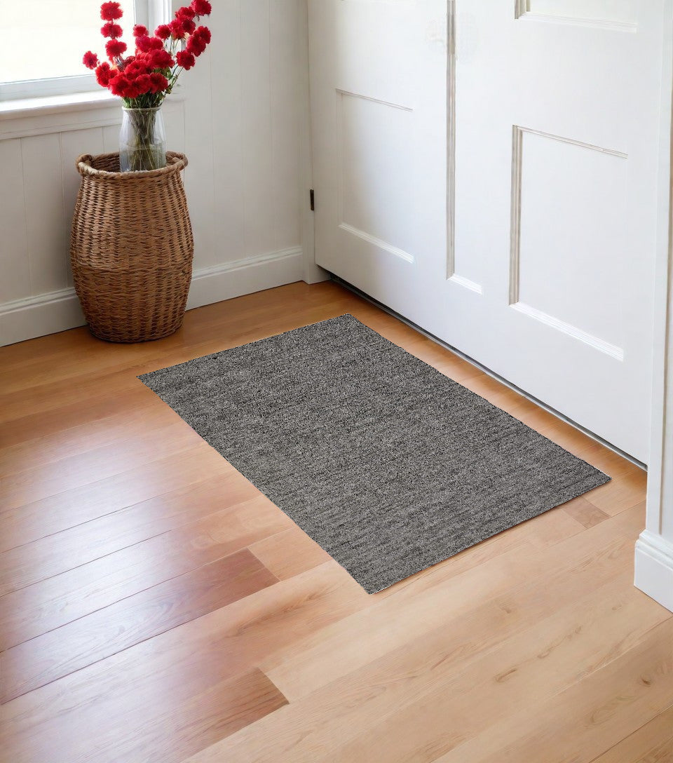 5' X 8' Gray and Black Hand Woven Area Rug