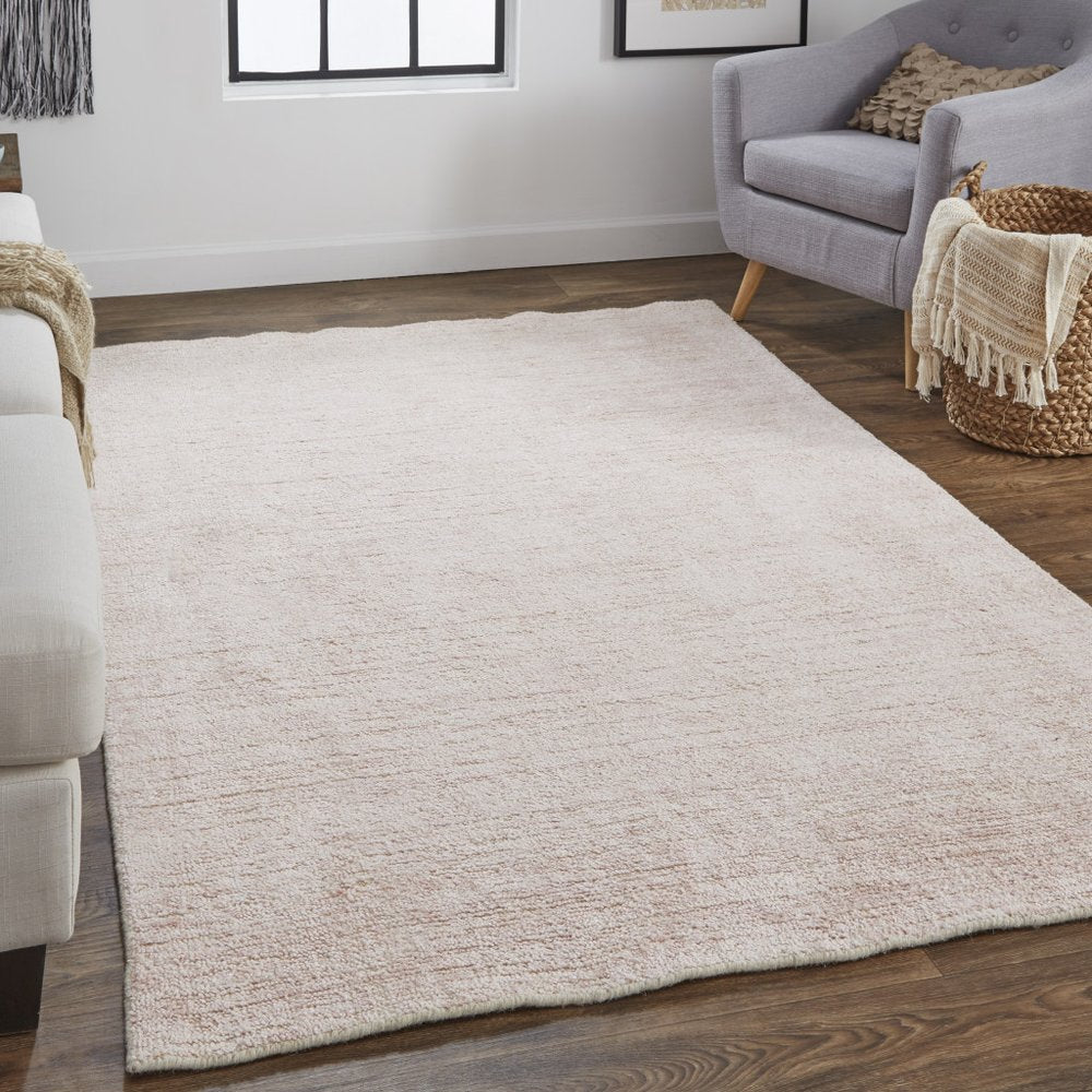 5' X 8' Pink and Ivory Hand Woven Area Rug