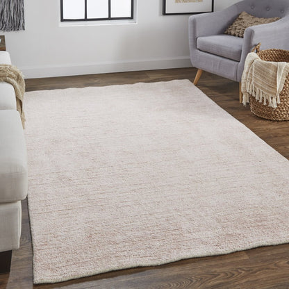 5' X 8' Pink and Ivory Hand Woven Area Rug