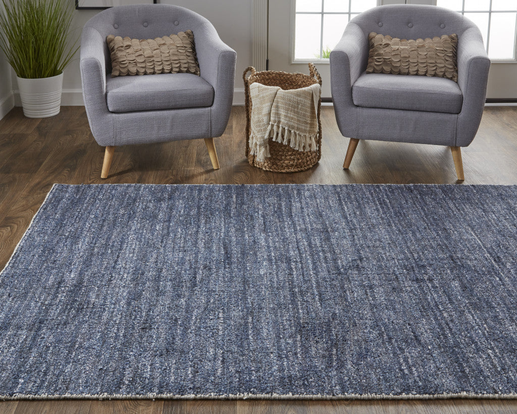 9' X 12' Blue Hand Woven Area Rug