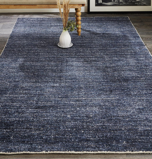 9' X 12' Blue Hand Woven Area Rug