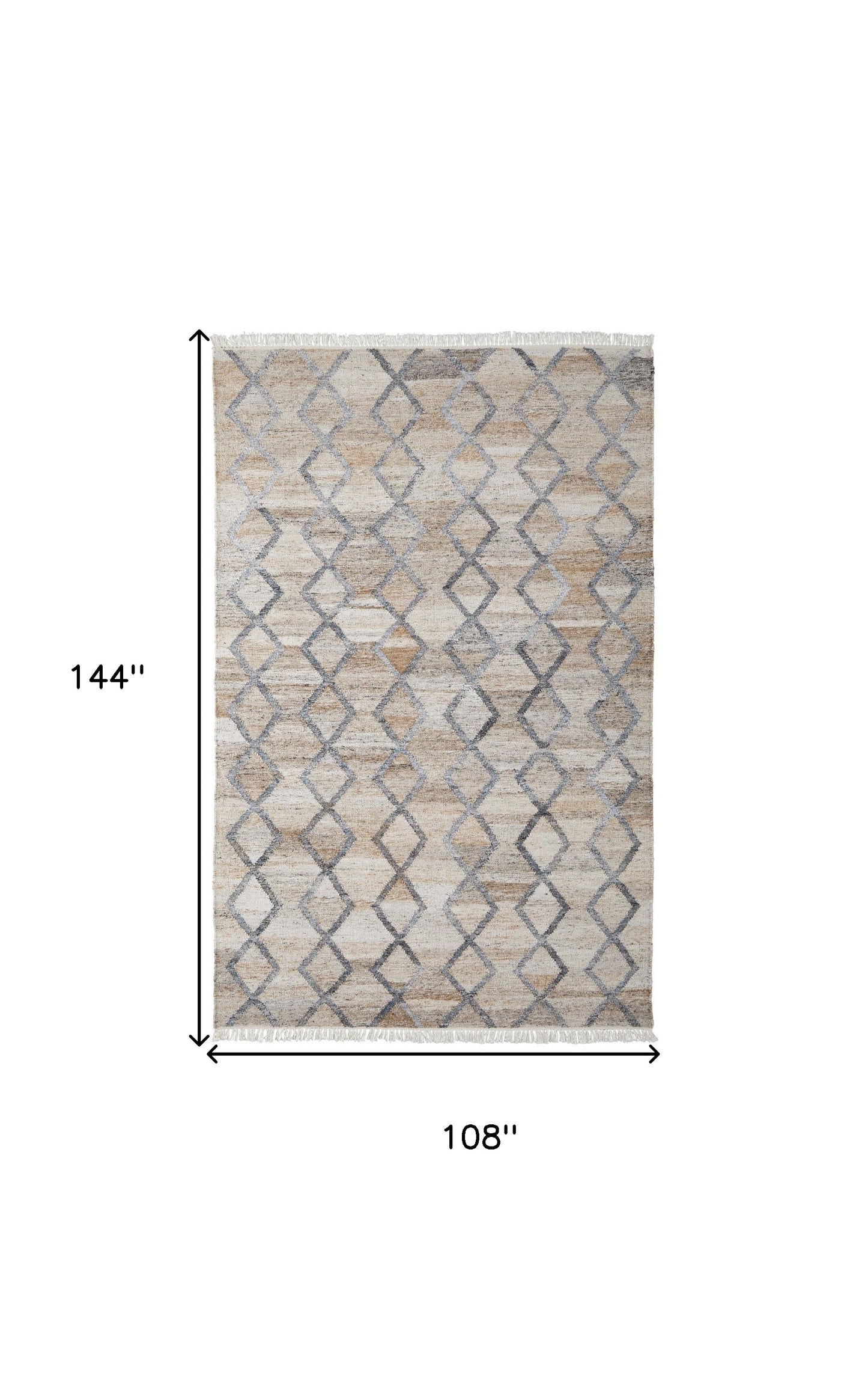 5' X 8' Gray Ivory And Tan Geometric Hand Woven Stain Resistant Area Rug With Fringe