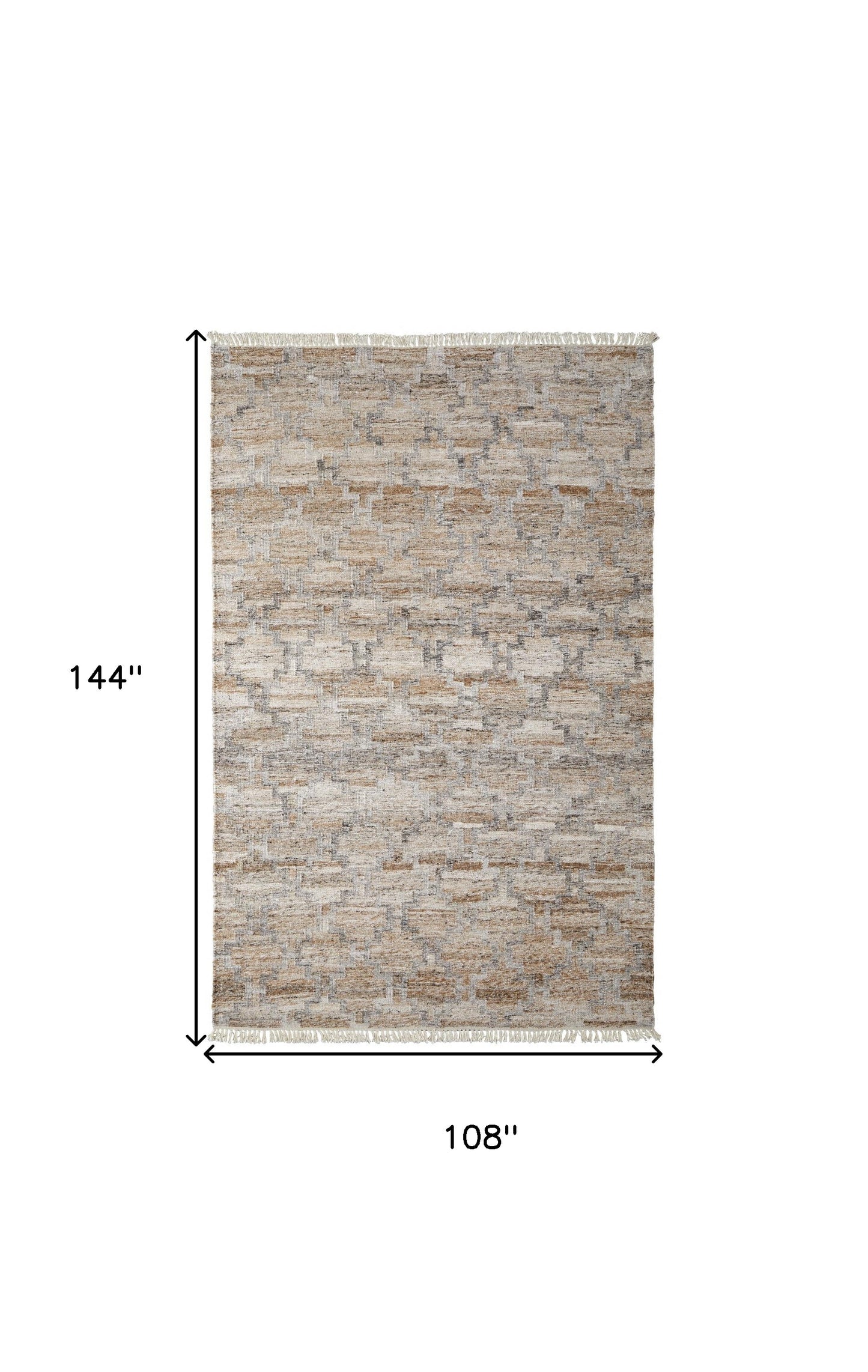 2' X 3' Tan Gray And Ivory Geometric Hand Woven Stain Resistant Area Rug With Fringe