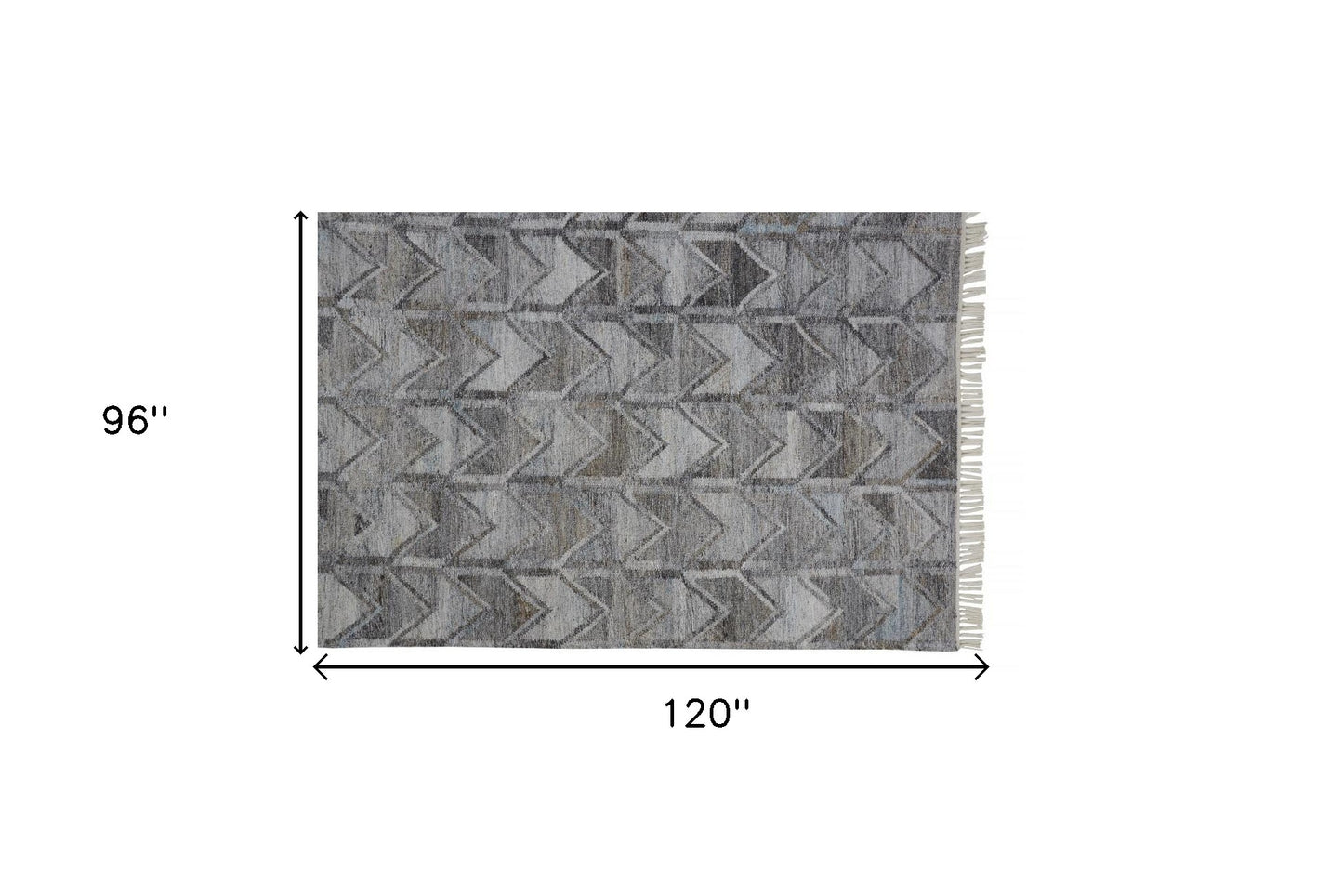 2' X 3' Gray Silver And Taupe Geometric Hand Woven Stain Resistant Area Rug With Fringe