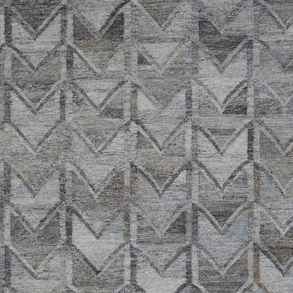5' X 8' Gray And Black Geometric Hand Woven Area Rug With Fringe