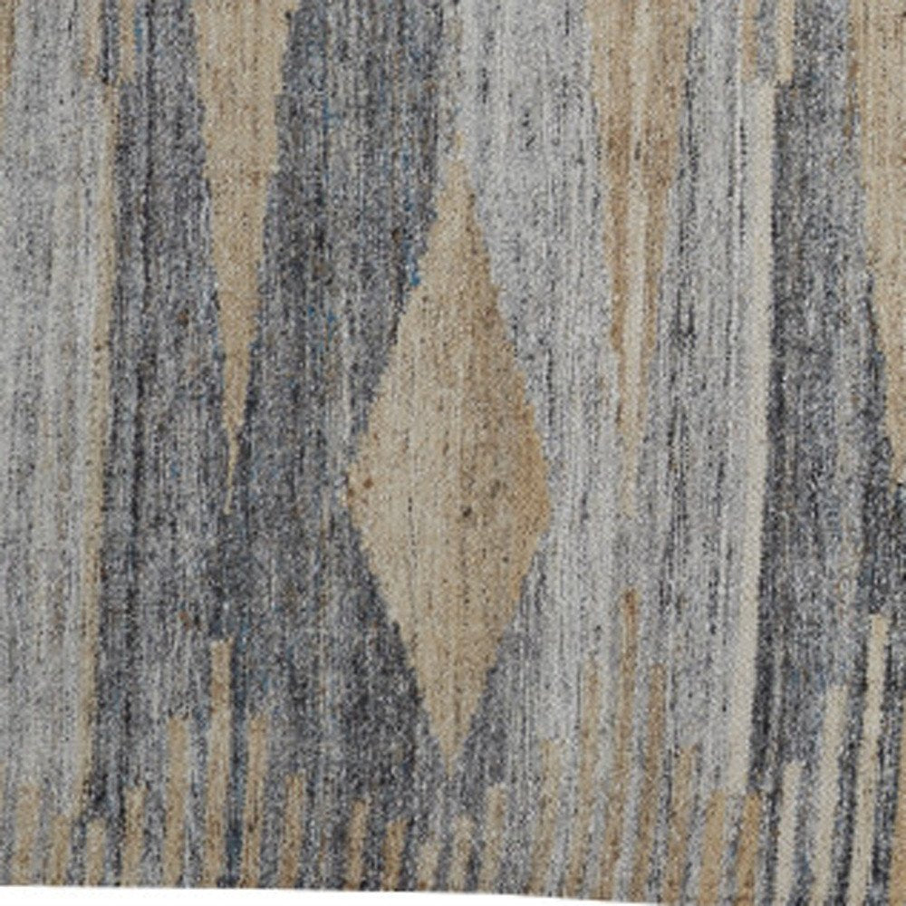 5' X 8' Gray Black And Brown Abstract Hand Woven Area Rug With Fringe