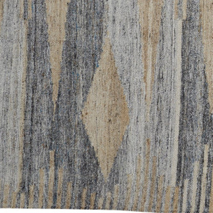 5' X 8' Gray Black And Brown Abstract Hand Woven Area Rug With Fringe