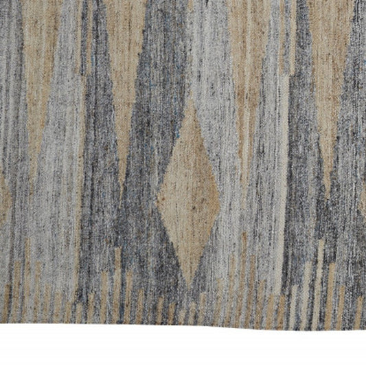 2' X 3' Gray Black And Brown Abstract Hand Woven Area Rug With Fringe