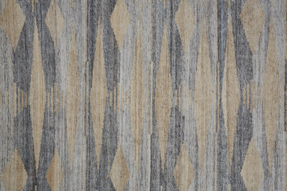 5' X 8' Gray Black And Brown Abstract Hand Woven Area Rug With Fringe