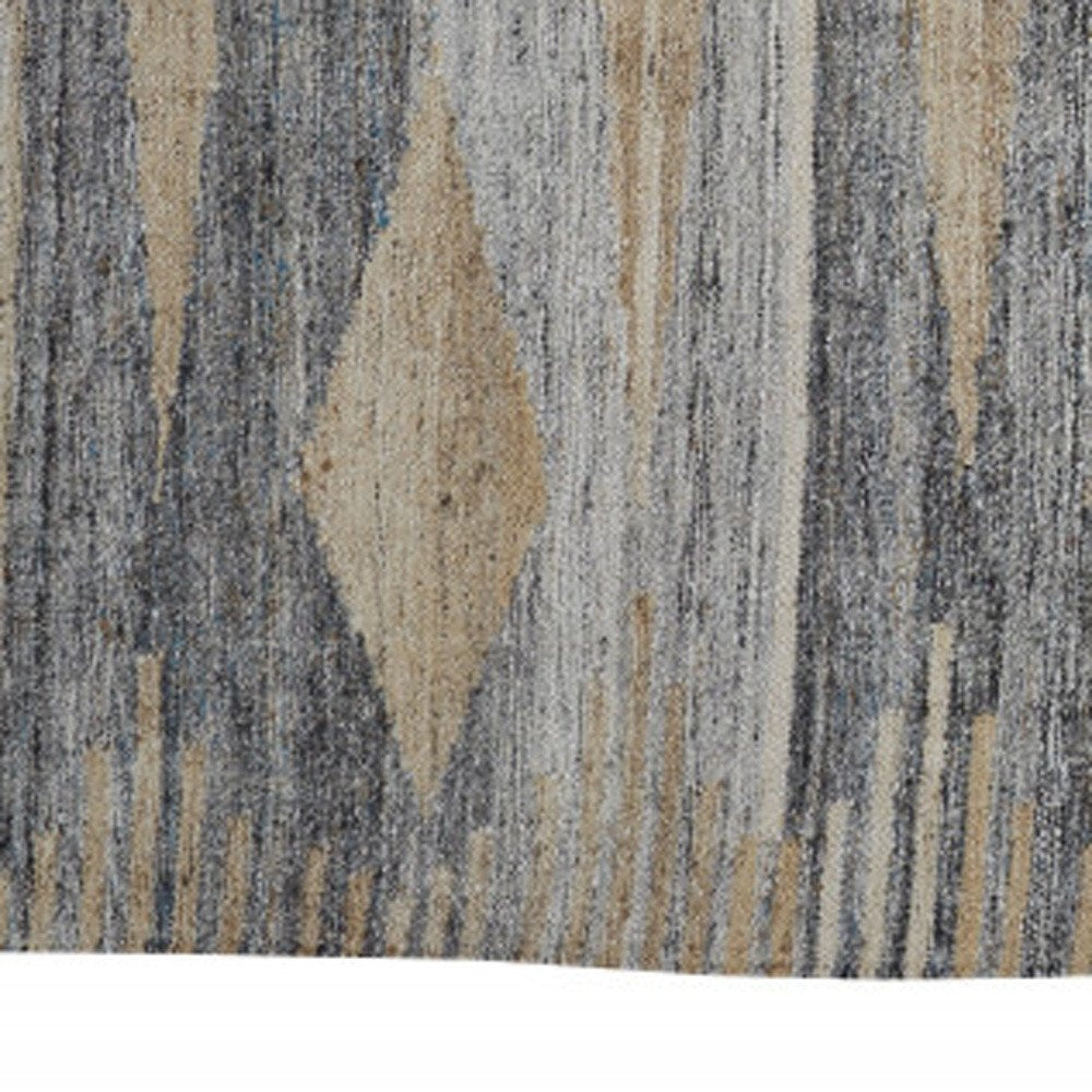 5' X 8' Gray Black And Brown Abstract Hand Woven Area Rug With Fringe