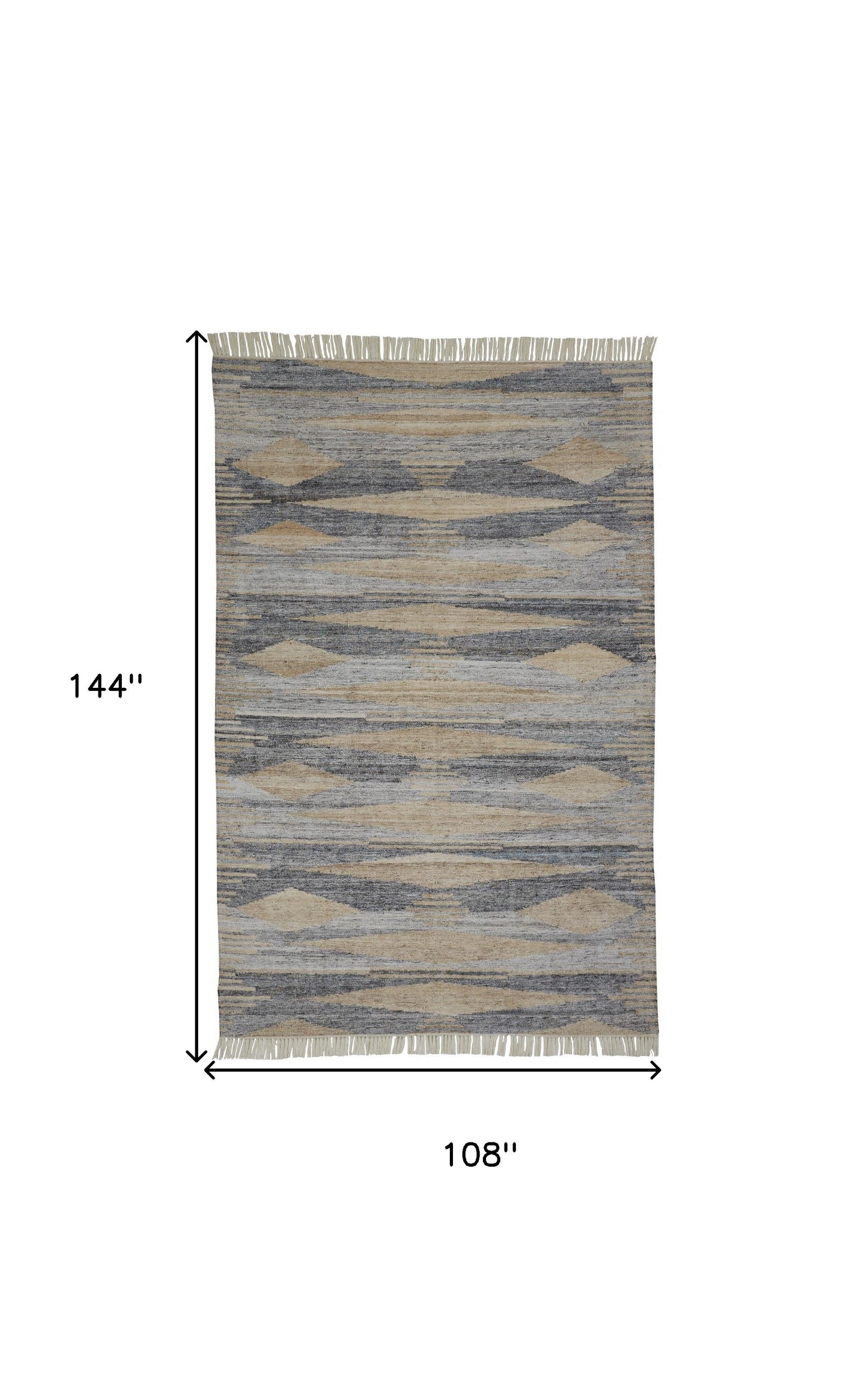 5' X 8' Gray Tan And Silver Abstract Hand Woven Stain Resistant Area Rug With Fringe