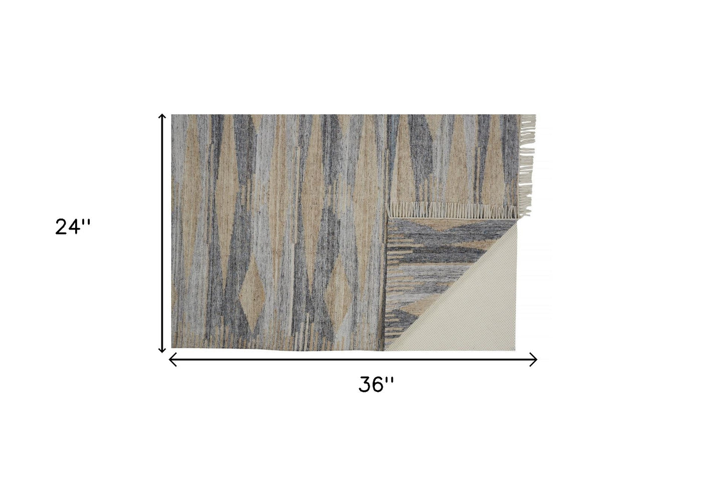 5' X 8' Gray Tan And Silver Abstract Hand Woven Stain Resistant Area Rug With Fringe