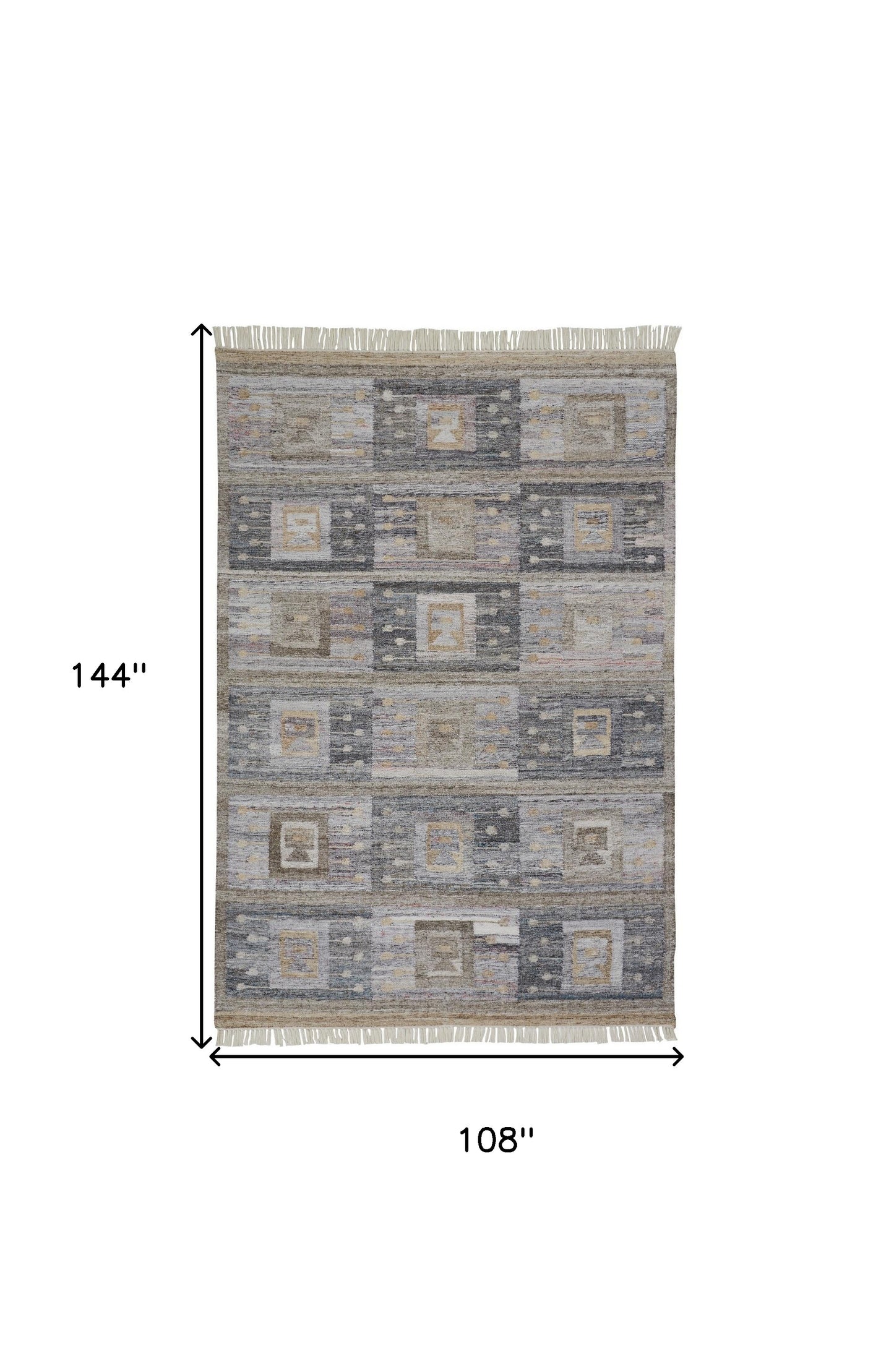 5' X 8' Gray Geometric Hand Woven Area Rug With Fringe