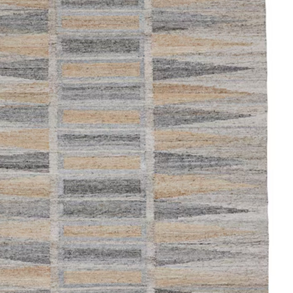 4' X 6' Tan Gray And Taupe Geometric Hand Woven Stain Resistant Area Rug With Fringe