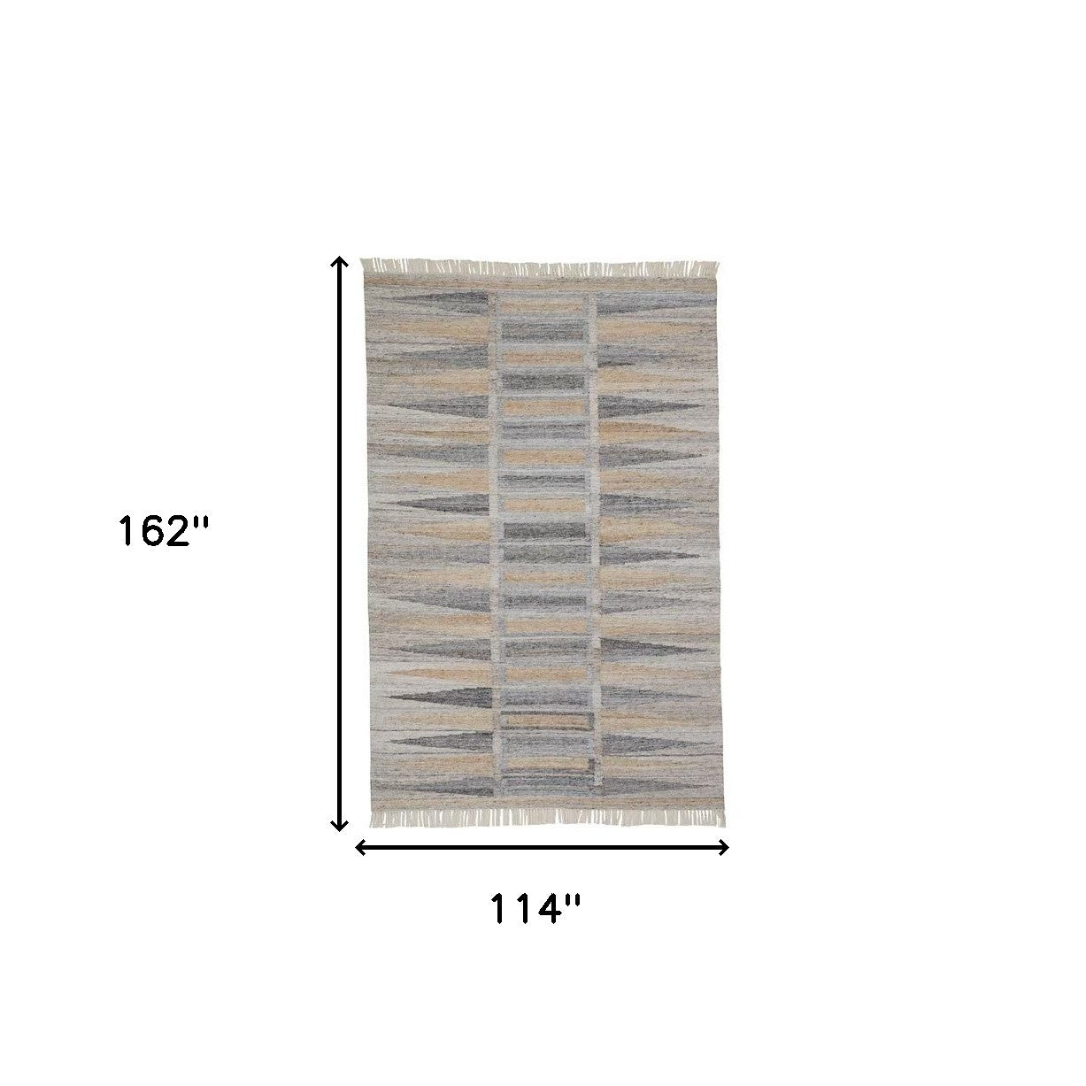 9' X 12' Tan Gray And Taupe Geometric Hand Woven Stain Resistant Area Rug With Fringe