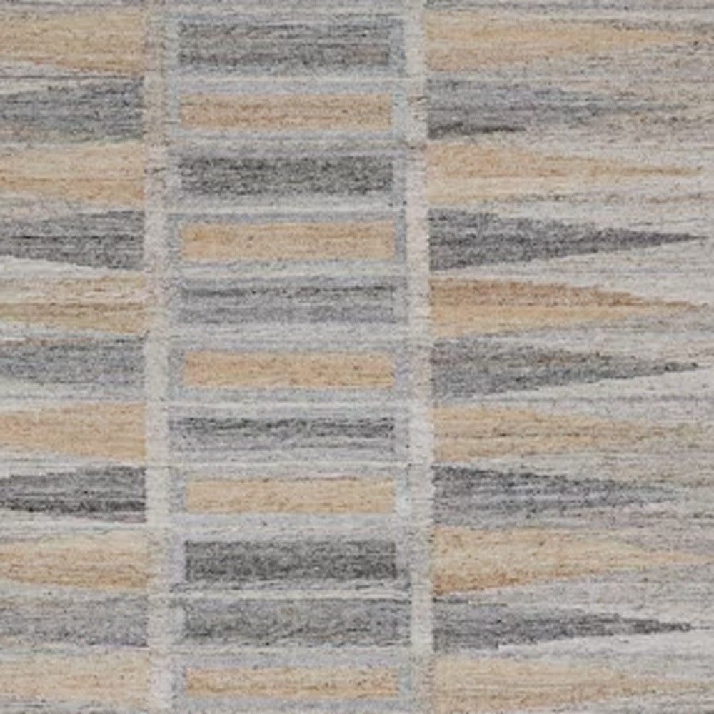 9' X 12' Tan Gray And Taupe Geometric Hand Woven Stain Resistant Area Rug With Fringe