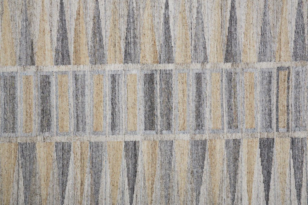 9' X 12' Tan Gray And Taupe Geometric Hand Woven Stain Resistant Area Rug With Fringe