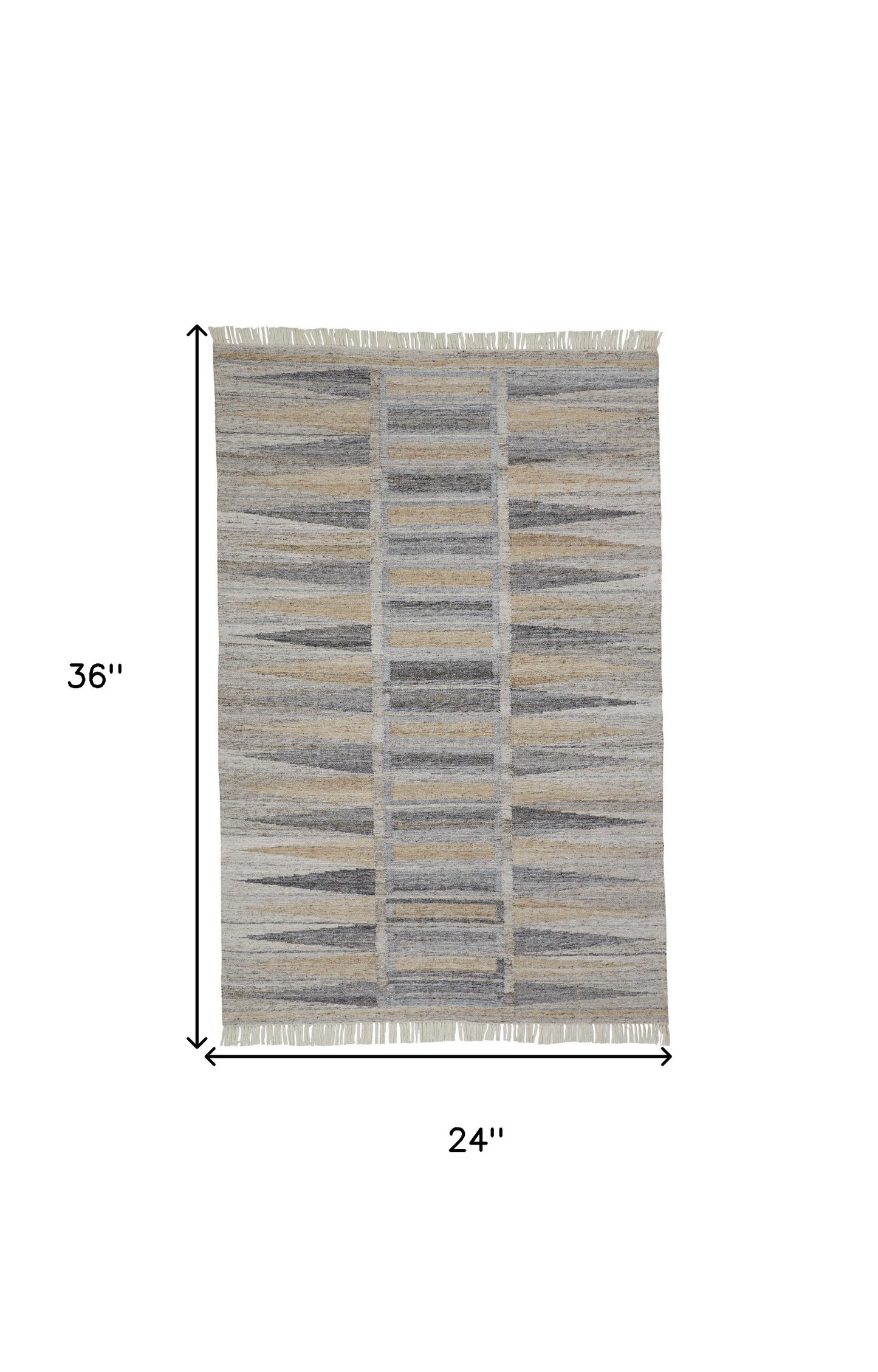 4' X 6' Tan Gray And Taupe Geometric Hand Woven Stain Resistant Area Rug With Fringe