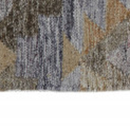 5' X 8' Gray Black And Brown Geometric Hand Woven Area Rug With Fringe