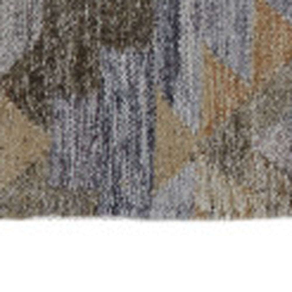 5' X 8' Gray Black And Brown Geometric Hand Woven Area Rug With Fringe
