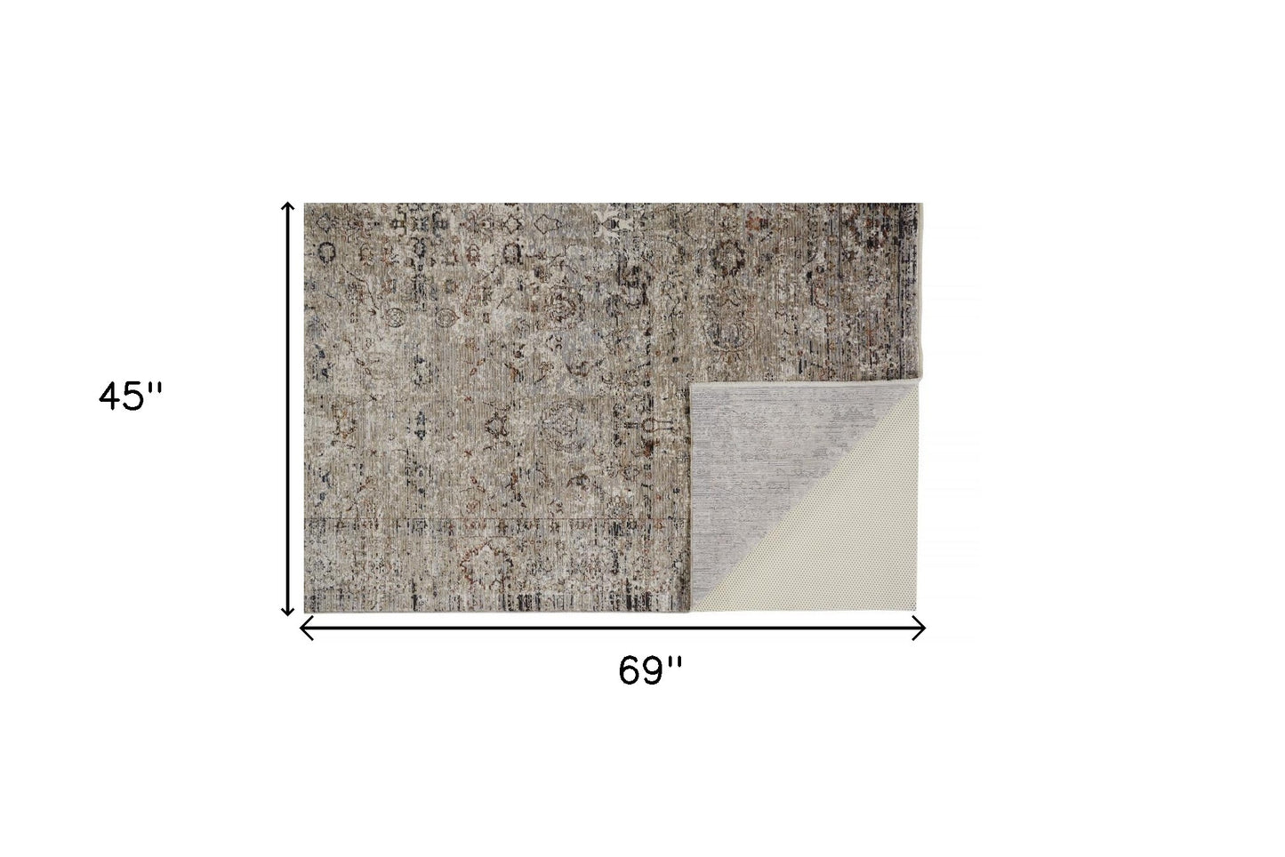 4' X 6' Taupe Ivory And Gray Abstract Distressed Area Rug With Fringe