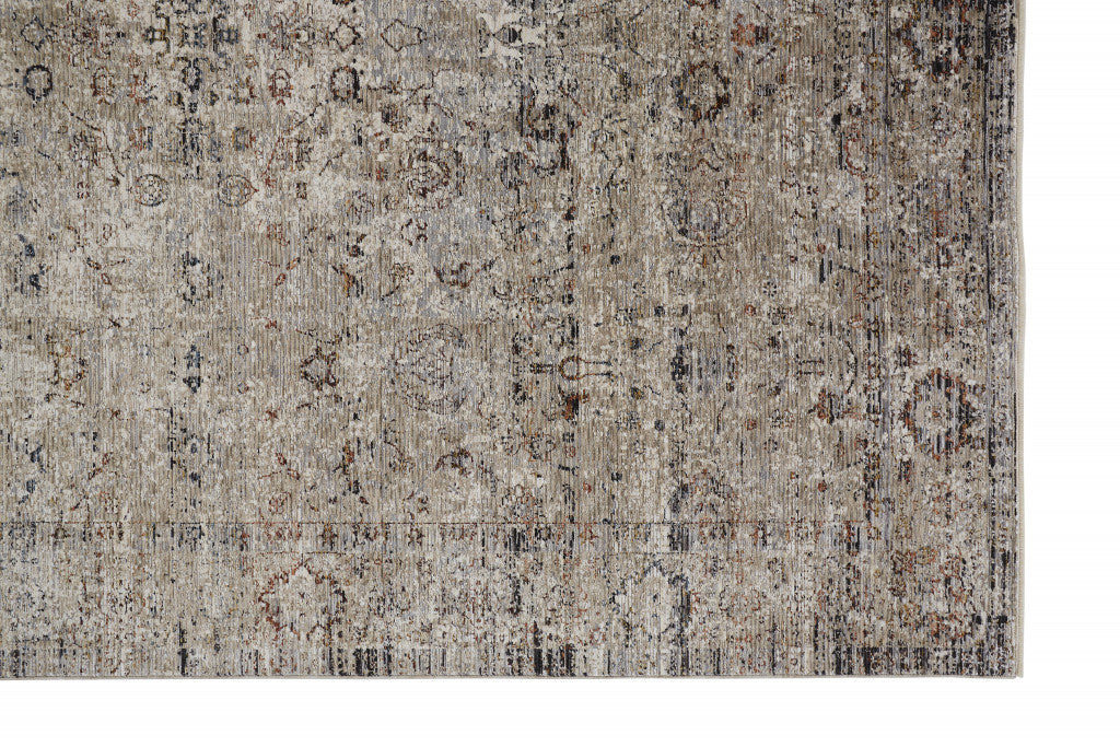 4' X 6' Taupe Ivory And Gray Abstract Distressed Area Rug With Fringe