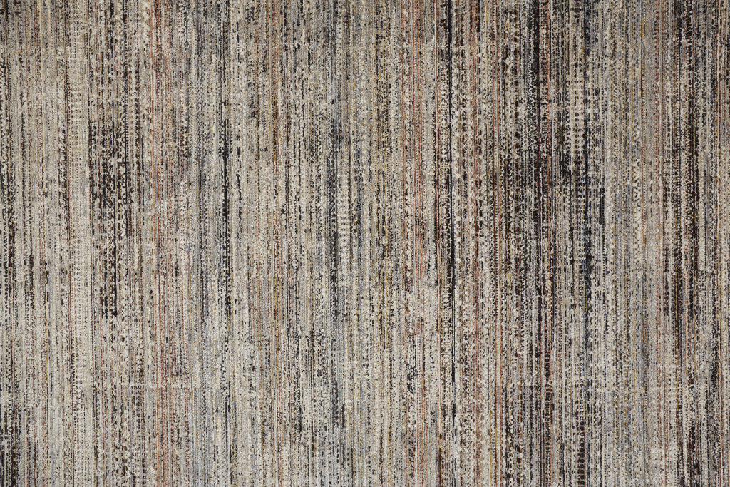 5' X 8' Ivory Gray And Black Abstract Distressed Area Rug With Fringe