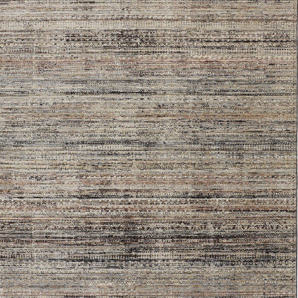 5' X 8' Ivory Gray And Black Abstract Distressed Area Rug With Fringe