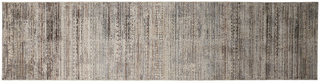 2' X 3' Ivory Gray And Black Abstract Distressed Area Rug With Fringe