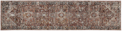 7' X 10' Red Ivory And Black Abstract Distressed Area Rug With Fringe