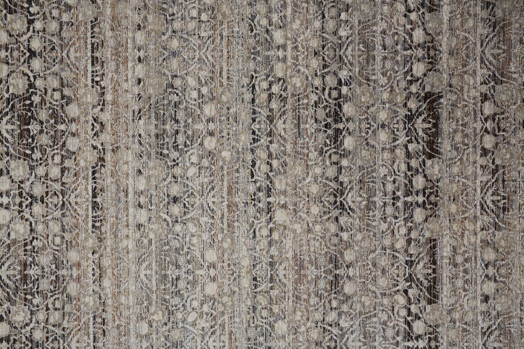 2' X 3' Gray Ivory And Tan Abstract Distressed Area Rug With Fringe