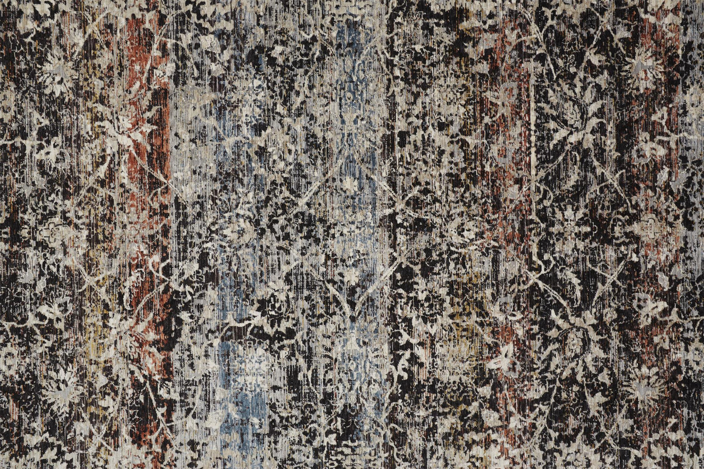 2' X 3' Gray Black And Red Abstract Distressed Area Rug With Fringe