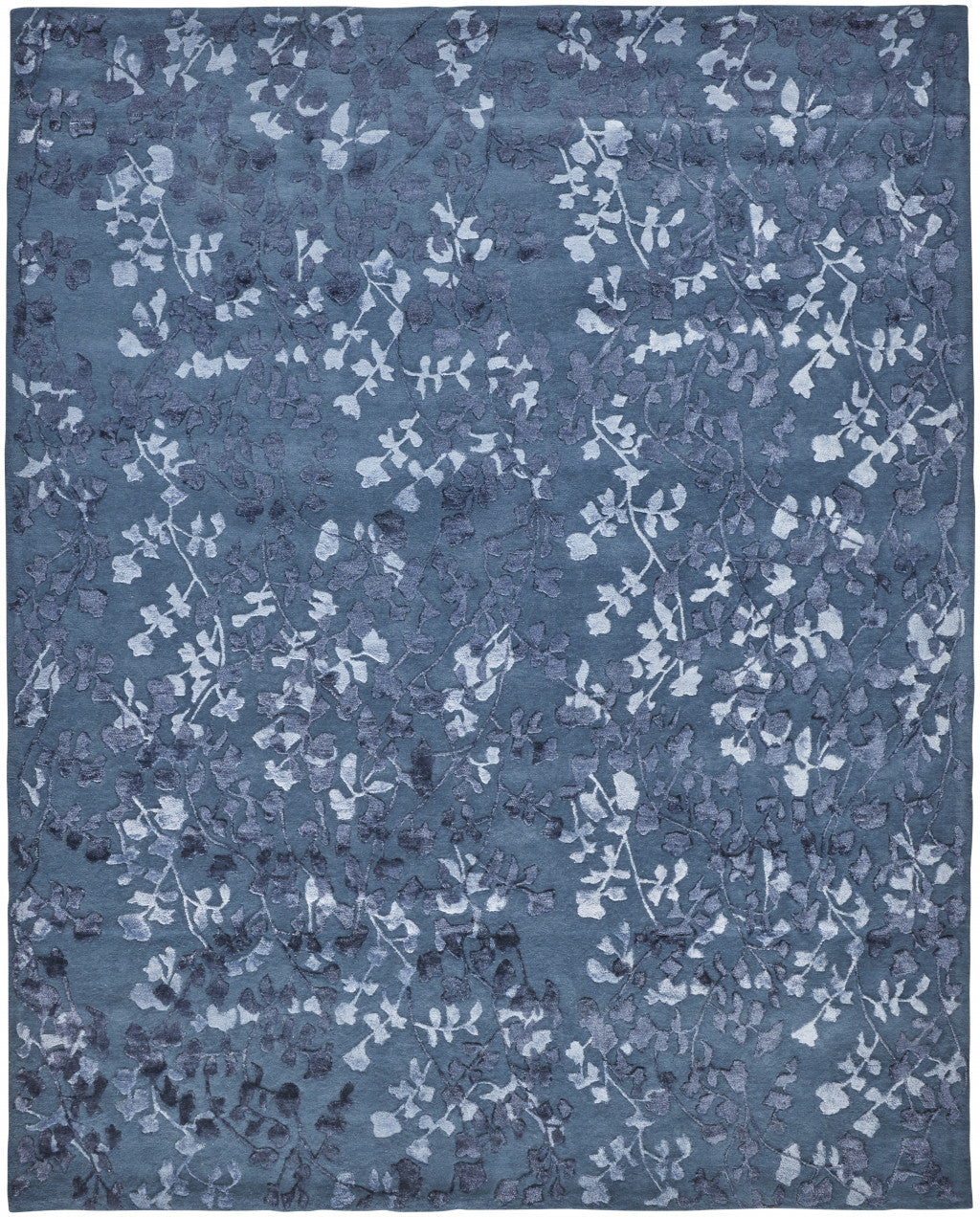 5' X 8' Blue Wool Floral Hand Tufted Area Rug