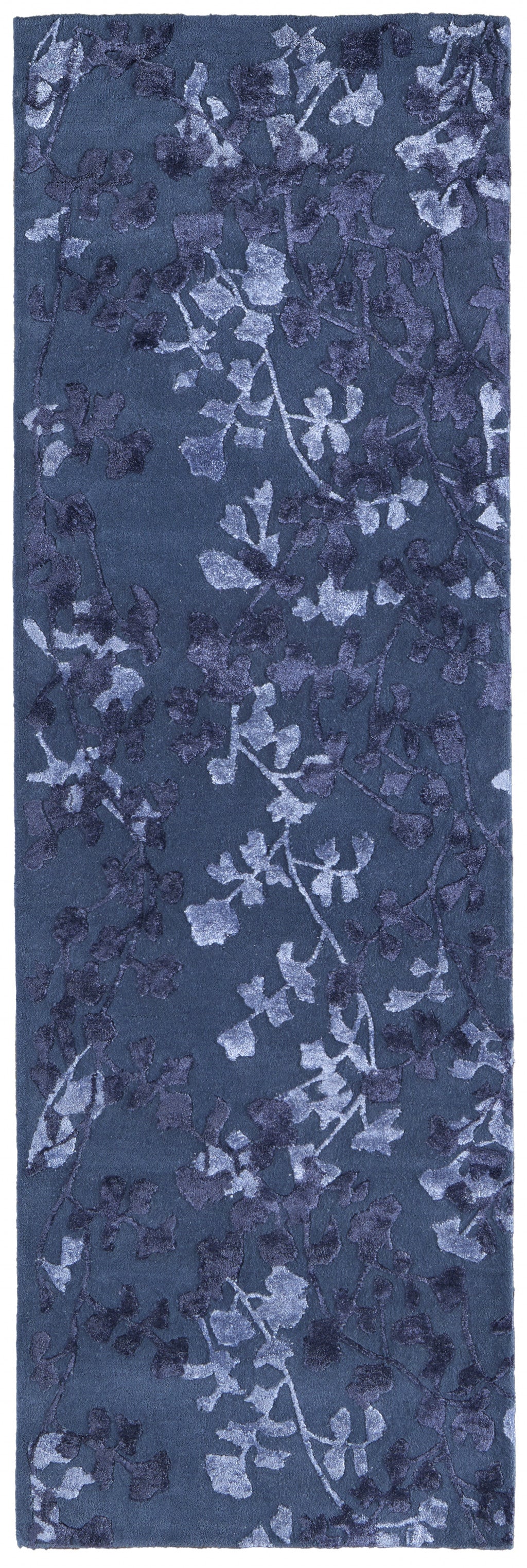 5' X 8' Blue Wool Floral Hand Tufted Area Rug