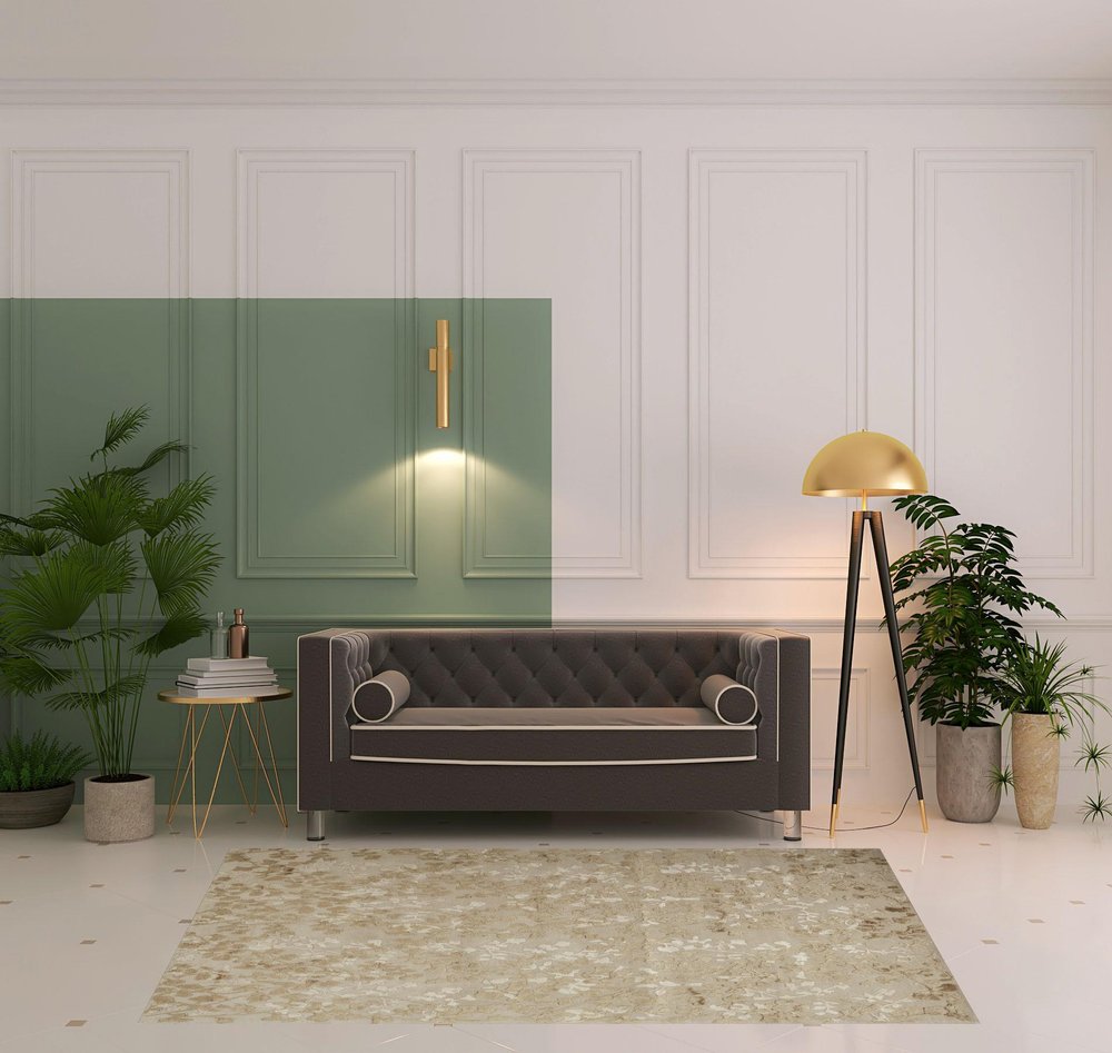 8' X 10' Tan Silver And Gray Wool Floral Tufted Handmade Area Rug