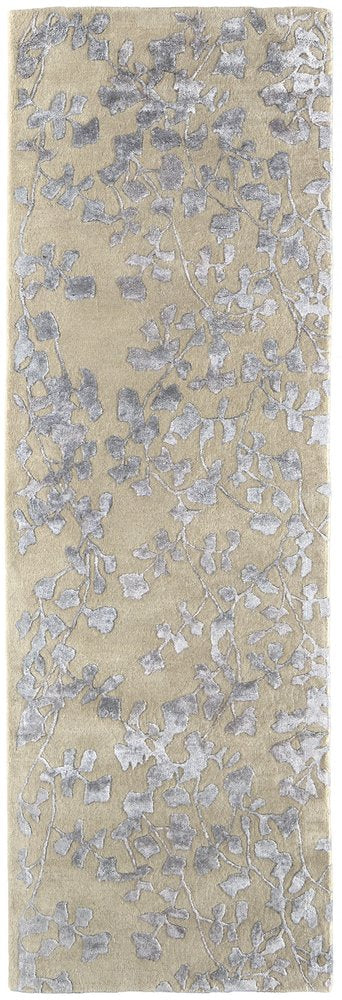 8' X 10' Tan Silver And Gray Wool Floral Tufted Handmade Area Rug