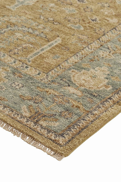 2' X 3' Blue Gray And Brown Wool Floral Hand Knotted Area Rug With Fringe