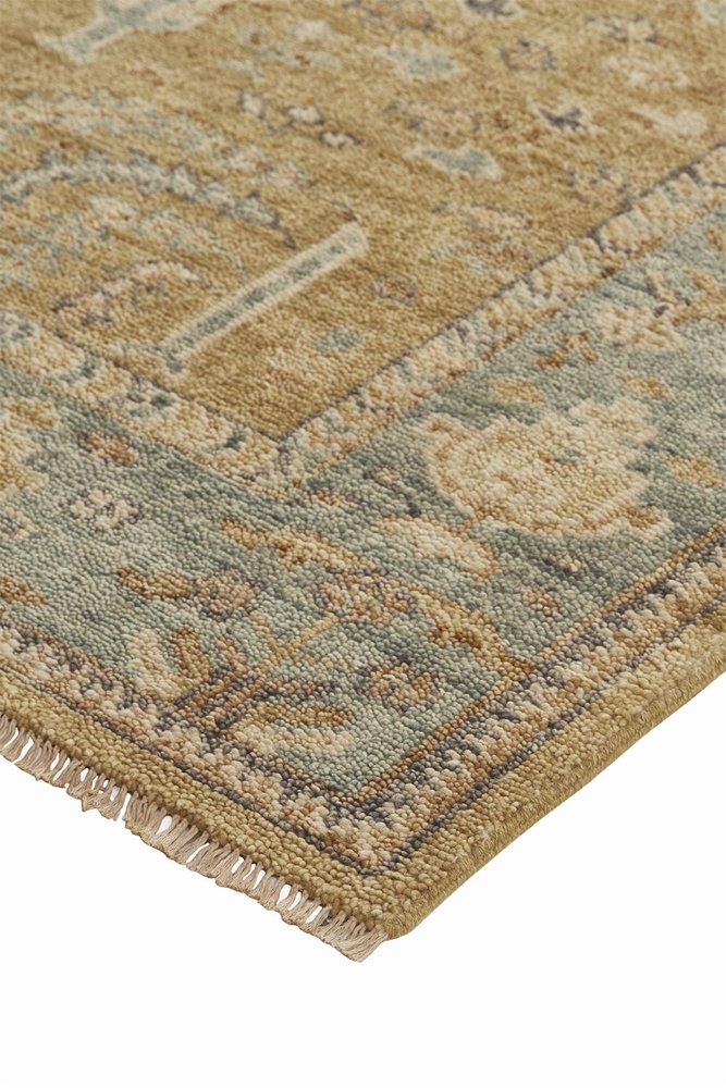 2' X 3' Blue Gray And Brown Wool Floral Hand Knotted Area Rug With Fringe