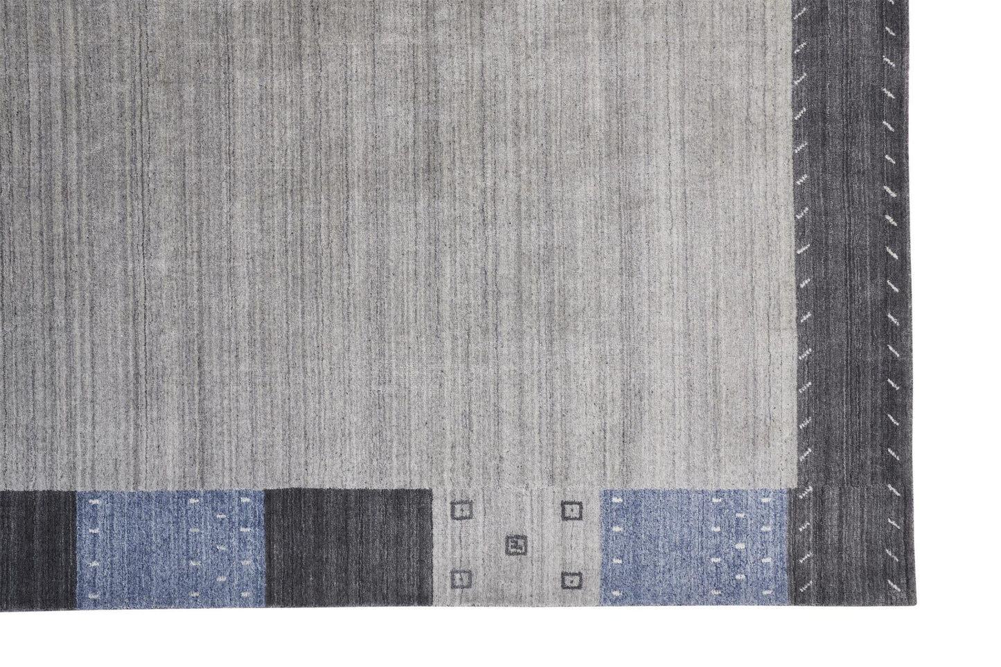 2' X 3' Gray Silver And Black Wool Hand Knotted Stain Resistant Area Rug