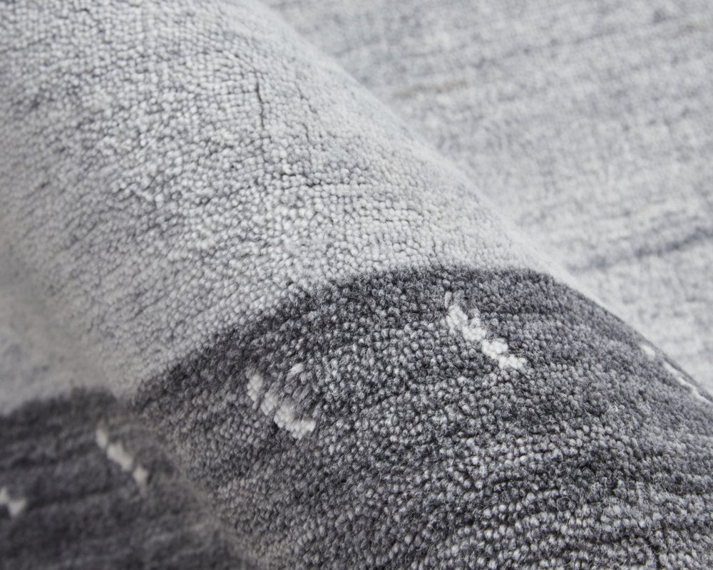 8' X 10' Gray Silver And Black Wool Hand Knotted Stain Resistant Area Rug