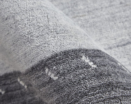 8' X 10' Gray Silver And Black Wool Hand Knotted Stain Resistant Area Rug