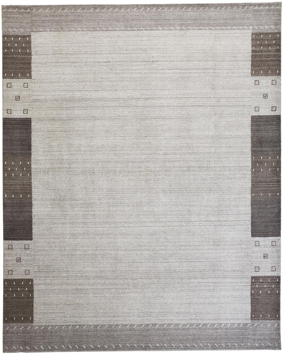 2' X 3' Gray Silver And Black Wool Hand Knotted Stain Resistant Area Rug