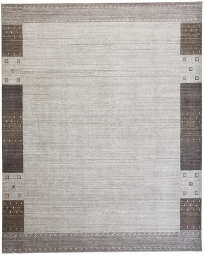10' X 13' Gray Blue And Black Wool Hand Knotted Stain Resistant Area Rug