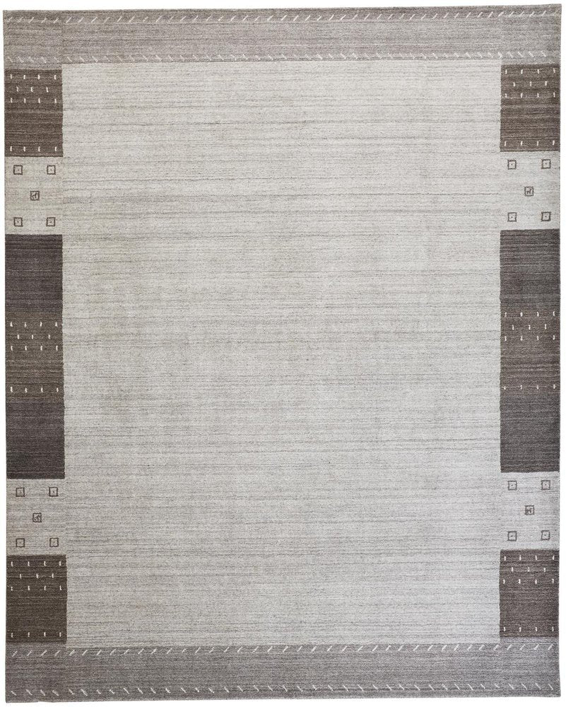 8' X 10' Gray Silver And Black Wool Hand Knotted Stain Resistant Area Rug