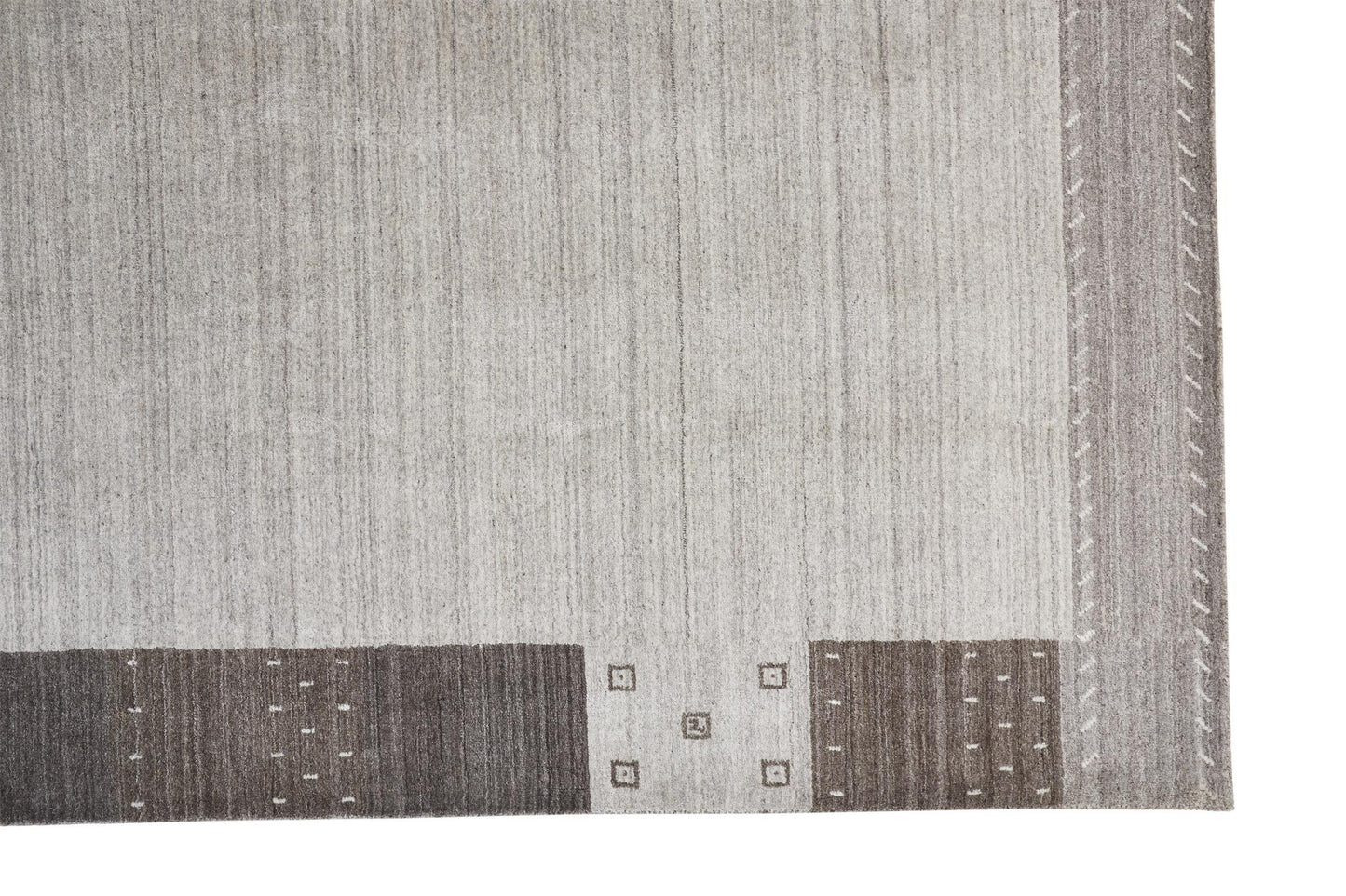 2' X 3' Gray Silver And Black Wool Hand Knotted Stain Resistant Area Rug